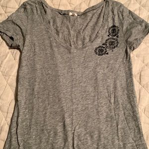J Crew cotton v-neck t-shirt with bead & sequin embellishment, Small, never worn